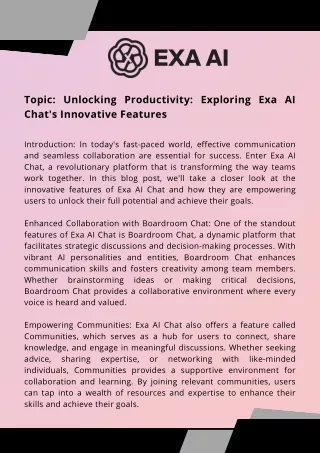 Empowering Teamwork: Revolutionizing Communication with Exa AI Chat