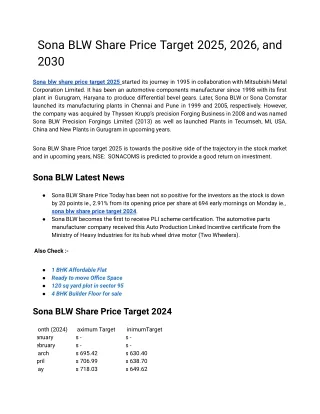 Sona blw share price target 2025