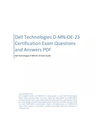 Dell Technologies D-MN-OE-23 Certification Exam Questions and Answers PDF
