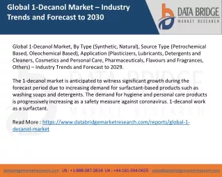 Global 1-Decanol Market – Industry Trends and Forecast to 2030