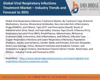 Global Viral Respiratory Infections Treatment Market – Industry Trends and Forecast to 2031