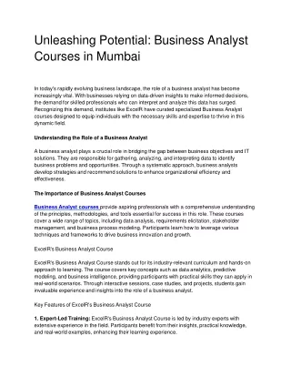 Unleashing Potential_ Business Analyst Courses in Mumbai