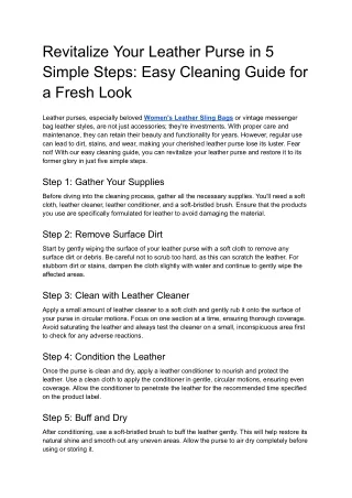 Easy Cleaning Guide for a Fresh Look