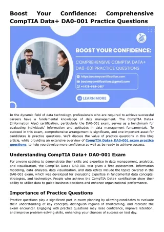 Boost Your Confidence: Comprehensive CompTIA Data  DA0-001 Practice Questions