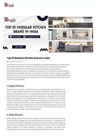 Top 10 Modular Kitchen Brand In India