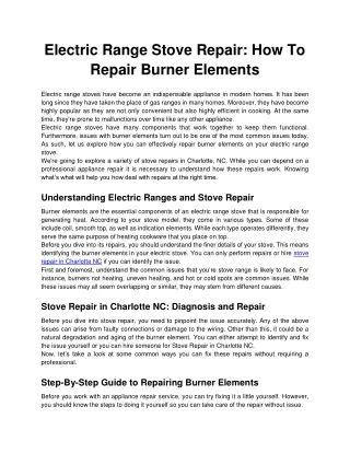 Electric Range Stove Repair How To Repair Burner Elements