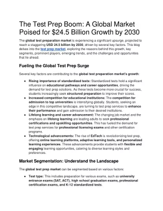 The Test Prep Boom A Global Market Poised for 24.5 Billion Growth by 2030