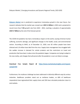 Dialyzers Market | Regional Projections and Industry Insights, 2023-2032