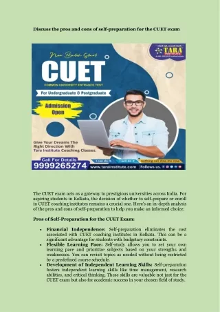 Discuss the pros and cons of self-preparation for the CUET exam