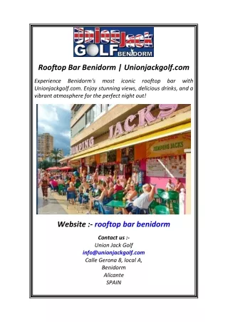 Rooftop Bar Benidorm  Unionjackgolf.com