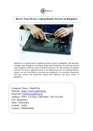 Laptop Repair Services in Bangalore