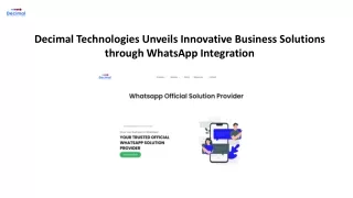 Business Solution Provider WhatsApp - Decimal Technologies