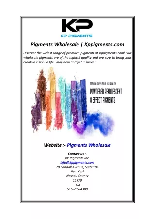 Pigments Wholesale  Kppigments.com