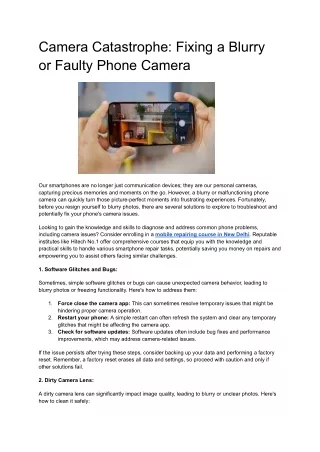 Camera Catastrophe_ Fixing a Blurry or Faulty Phone Camera