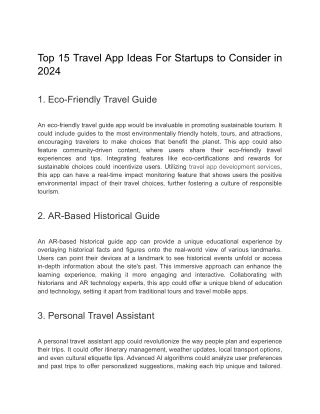 Top 15 Travel App Ideas For Startups to Consider in 2024