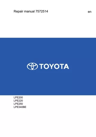 Toyota BT LPE250 Electric Pallet Truck Service Repair Manual