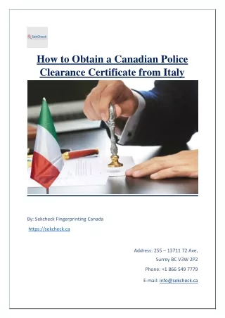 How to Obtain a Canadian Police Clearance Certificate from Italy