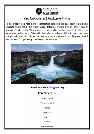 Kurs fotografering  Fotokurs-online.se