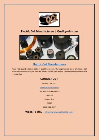 Electric Coil Manufacturers | Qualitycoils.com