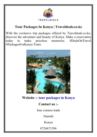 Tour Packages In Kenya  Traveldeals.co.ke