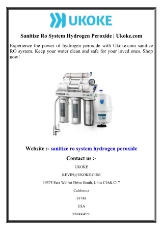 Sanitize Ro System Hydrogen Peroxide  Ukoke.com