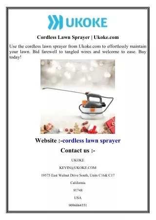 Cordless Lawn Sprayer  Ukoke.com