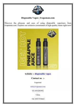 Disposable Vapes   Ivapeman.com