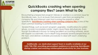 Easy way to terminate QuickBooks crashing when opening company files