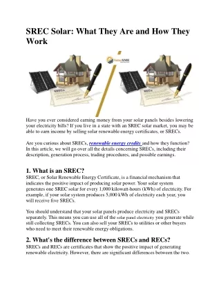 SREC Solar: What They Are and How They Work