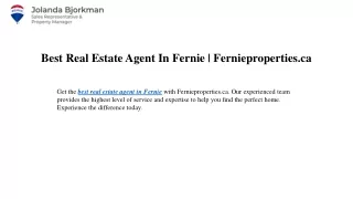 Best Real Estate Agent In Fernie Fernieproperties.ca