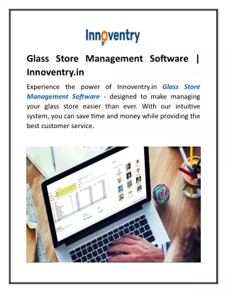 Glass Store Management Software  Innoventry.in