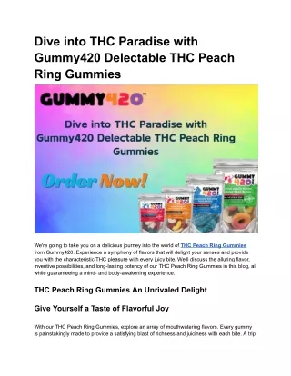 Dive into THC Paradise with Gummy420 Delectable THC Peach Ring Gummies