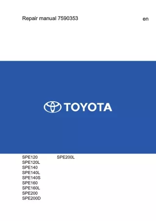 Toyota BT SPE120L Electric Stacker Truck Service Repair Manual