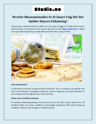 Hvorfor Økonomistudier Er Et Smart Valg Når Det Gjelder Høyere Utdanning