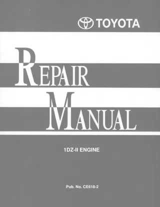 Toyota Forklift Engine 1DZ-II Model Service Repair Manual