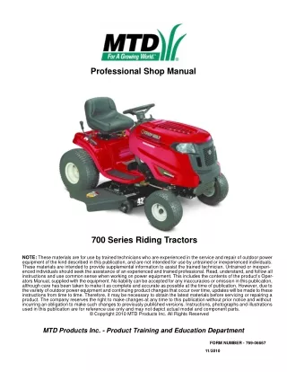 Troy Bilt 700 Series Rider Service Repair Manual