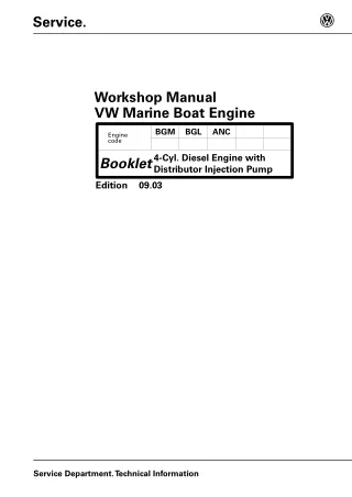 Volkswagen SDI 1.9L 40-4 Diesel Marine Engine Service Repair Manual