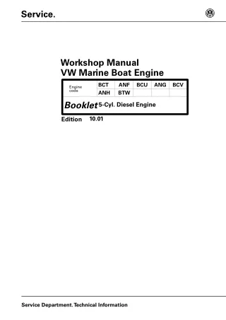 Volkswagen SDI 2.5L 55-5 Diesel Marine Engine Service Repair Manual