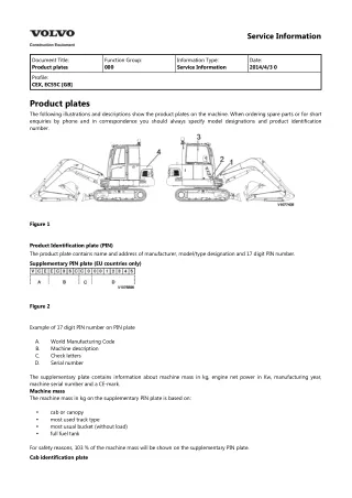 Volvo EC55C Compact Excavator Service Repair Manual