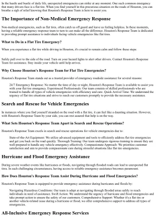Flat Tire Emergency? Don't Worry, Houston's Response Team is Here