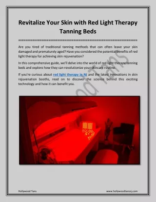 Revitalize Your Skin with Red Light Therapy Tanning Beds