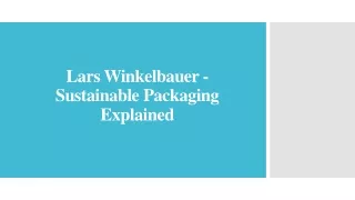 Lars Winkelbauer - Sustainable Packaging Explained