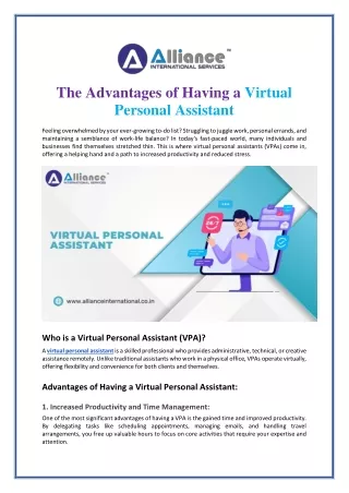 The Advantages of Having a Virtual Personal Assistant