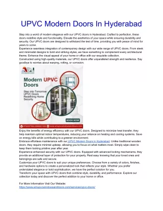 UPVC Modern Doors in hyderabad