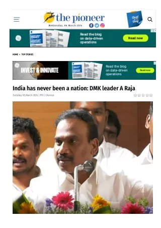 India has never been a nation DMK leader A Raja