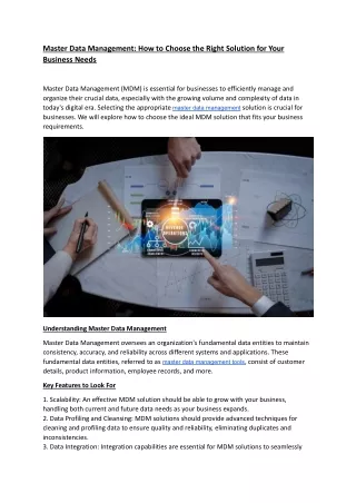 Master Data Management: How to Choose the Right Solution for Your Business Needs
