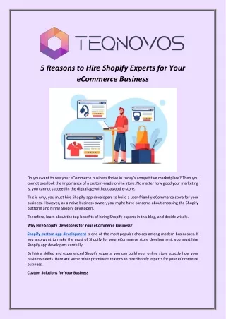 5 Reasons to Hire Shopify Experts for Your eCommerce Business