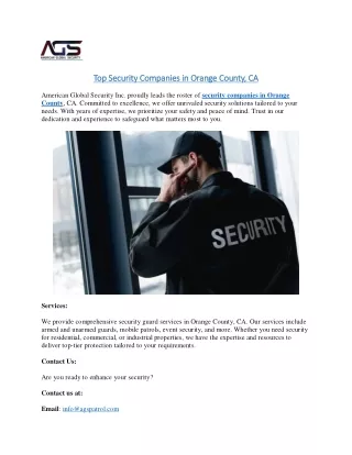 Top Security Companies in Orange County, CA