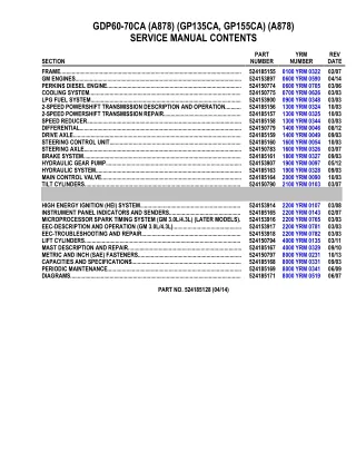 YALE (A878) GDP60CA LIFT TRUCK Service Repair Manual