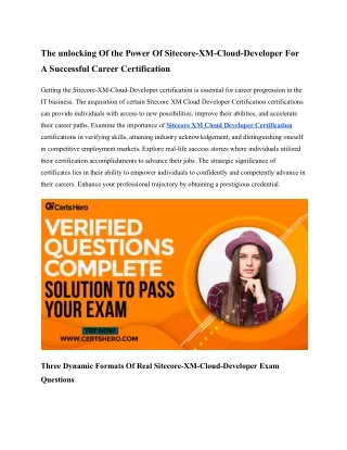 Unlocking Of the Power Of Sitecore-XM-Cloud-Developer For A Successful Career